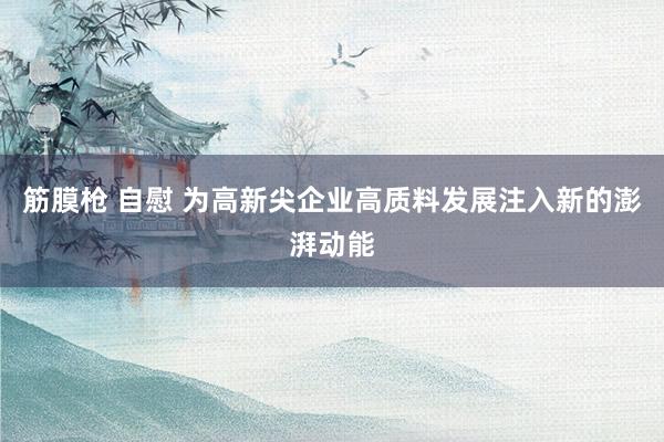 筋膜枪 自慰 为高新尖企业高质料发展注入新的澎湃动能