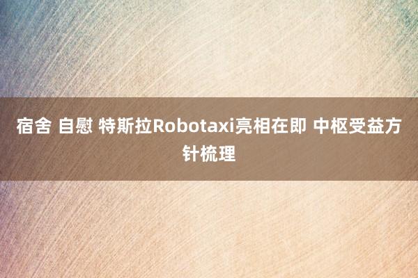 宿舍 自慰 特斯拉Robotaxi亮相在即 中枢受益方针梳理