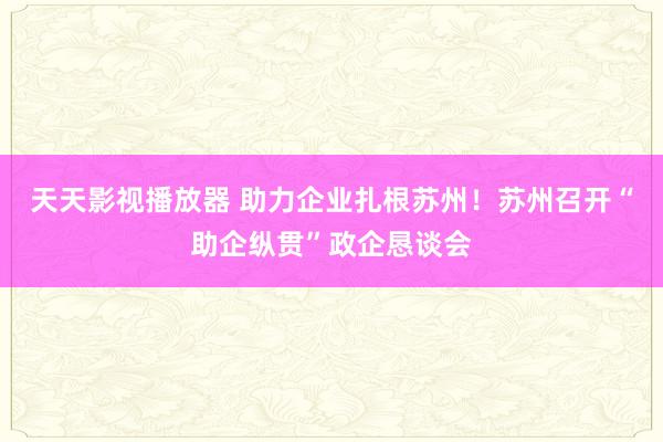 天天影视播放器 助力企业扎根苏州！苏州召开“助企纵贯”政企恳谈会