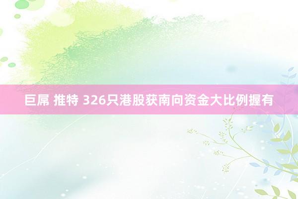 巨屌 推特 326只港股获南向资金大比例握有