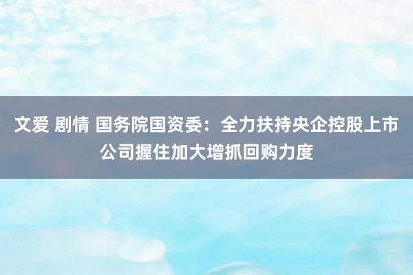 文爱 剧情 国务院国资委：全力扶持央企控股上市公司握住加大增抓回购力度