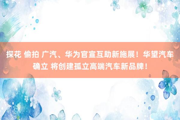 探花 偷拍 广汽、华为官宣互助新施展！华望汽车确立 将创建孤立高端汽车新品牌！